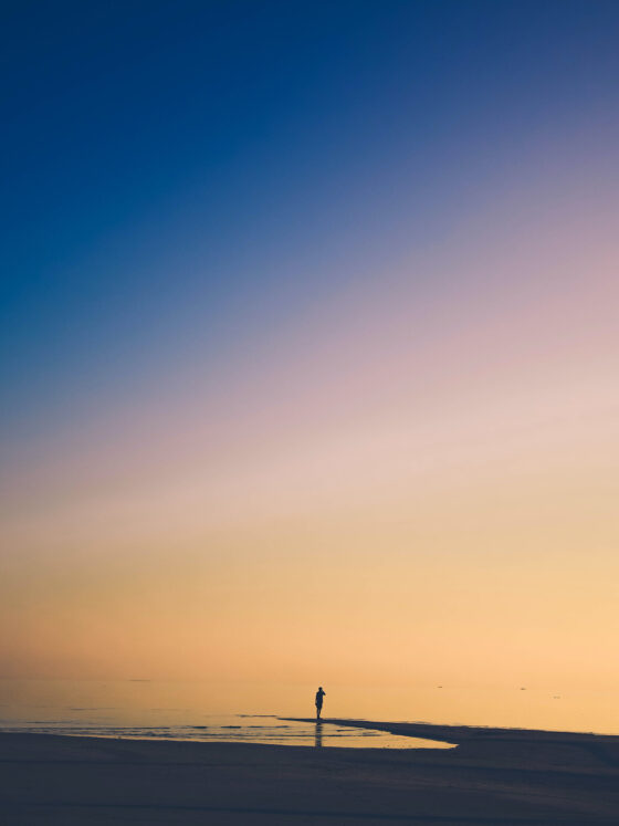 distant shoreline at dusk